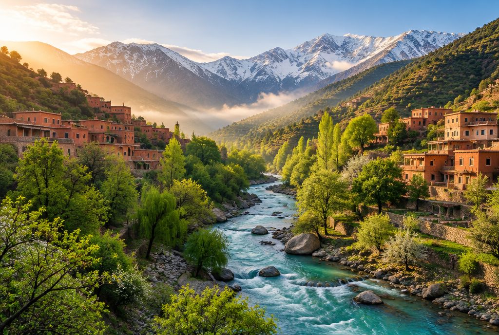 Vallée de l'Ourika, rivière et villages berbères dans l'Atlas, excursion depuis Marrakech