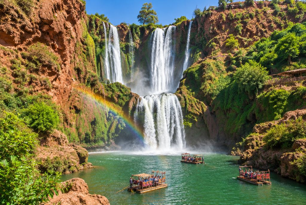 Cascades d'Ouzoud dans un cadre verdoyant, excursion à la journée depuis Marrakech